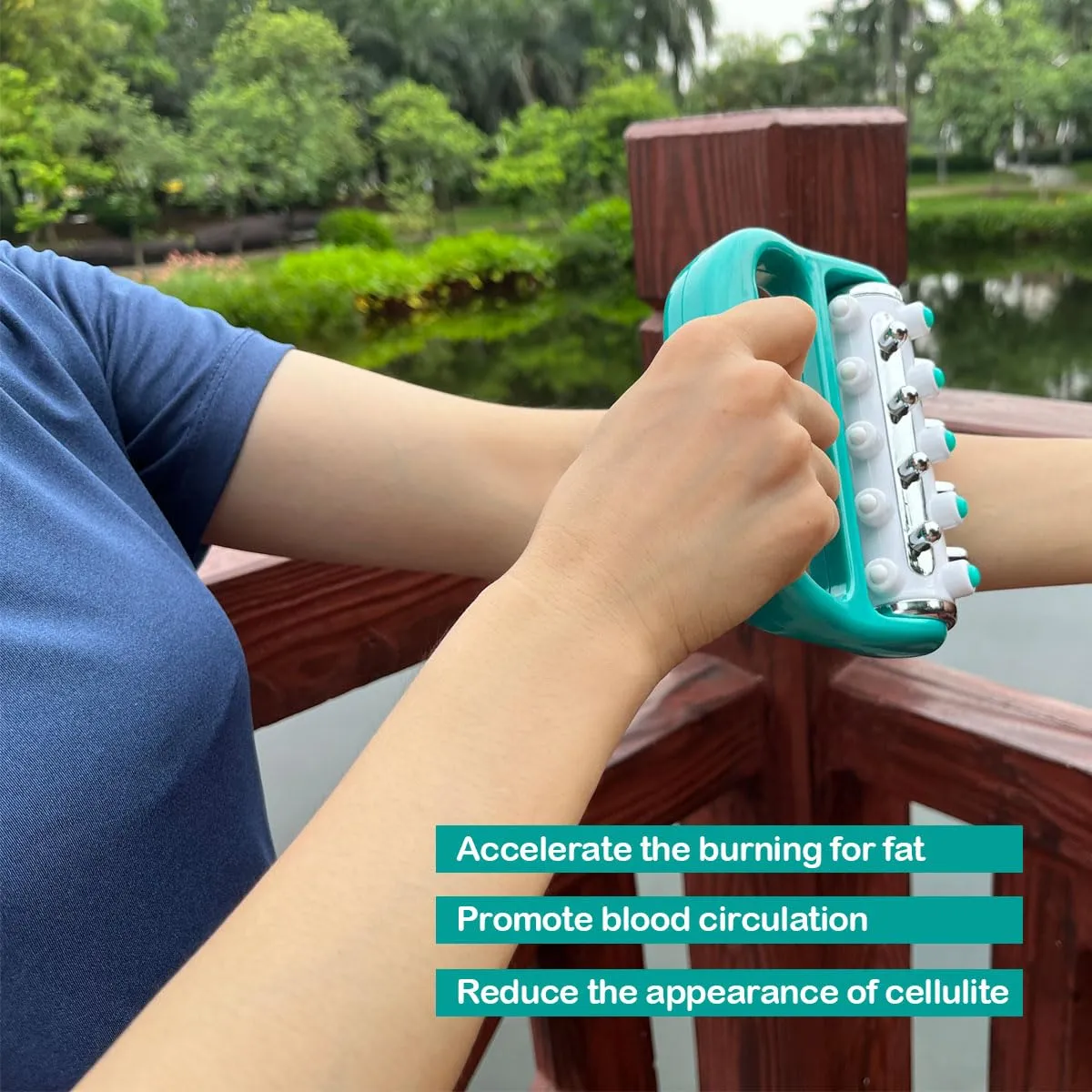 2PCS Blue Handheld Roller Massager | Mini Five-Row Manual Muscle Relaxation | Acupressure & Stress Relief