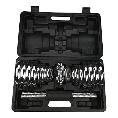 30KG Chrome Dumbbell Set Weight Dumbbells Home Gym Training Fitness BarBell Case