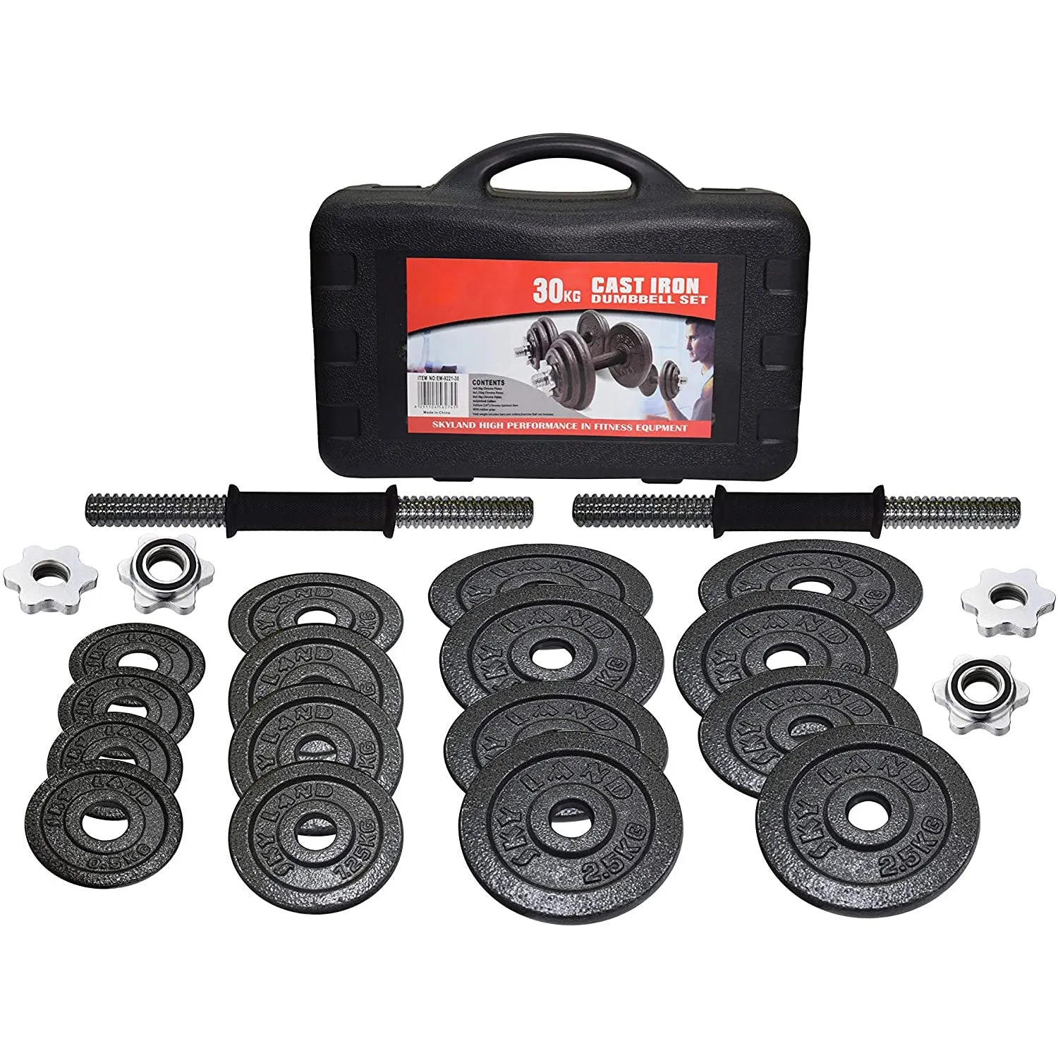 30KG Dumbbell Set Weight Dumbbells Home Gym Training Fitness BarBell Equipment Case
