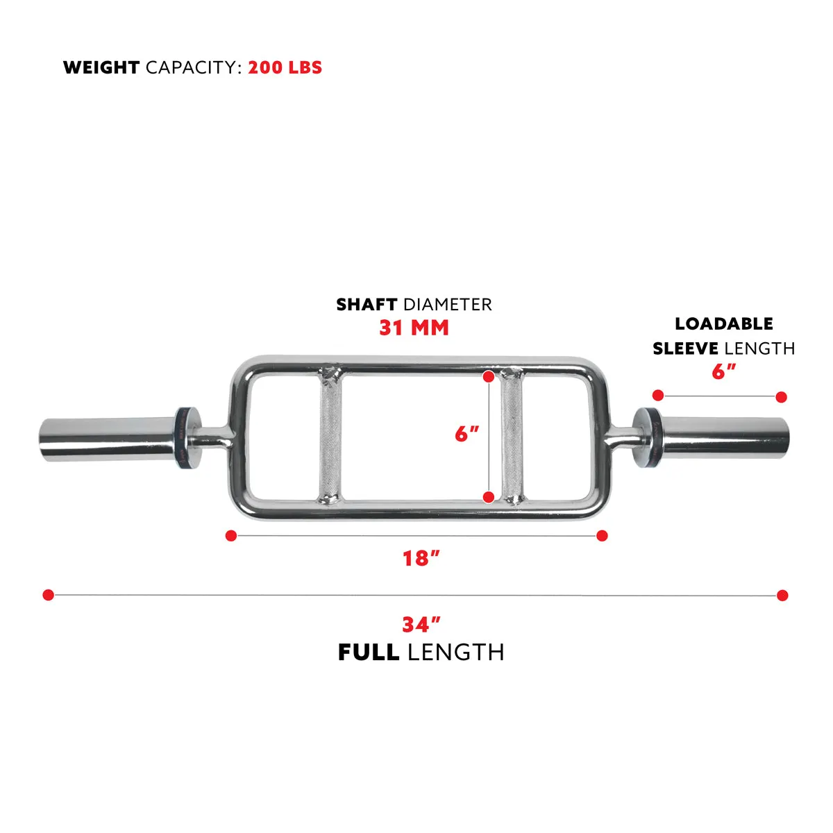 34" Olympic Tricep Bar w/ Ring Collars