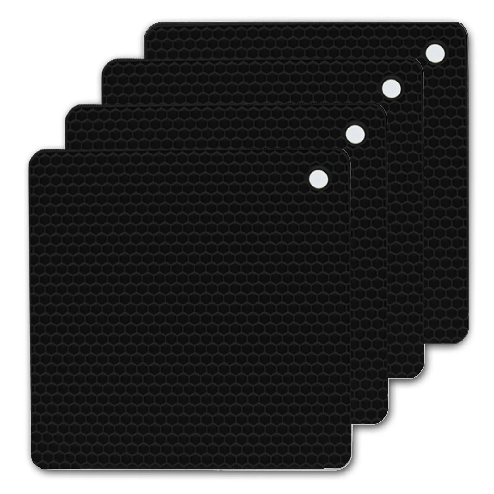 4-Pack Multi-Purpose Silicone Insulation Mat | Heat-Resistant Dishes Pads (Black)