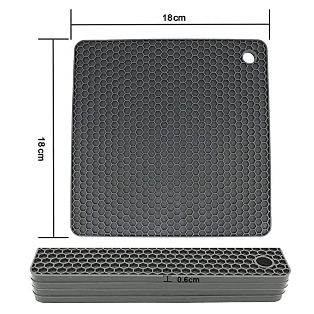 4-Pack Multi-Purpose Silicone Insulation Mat | Heat-Resistant Dishes Pads (Black)