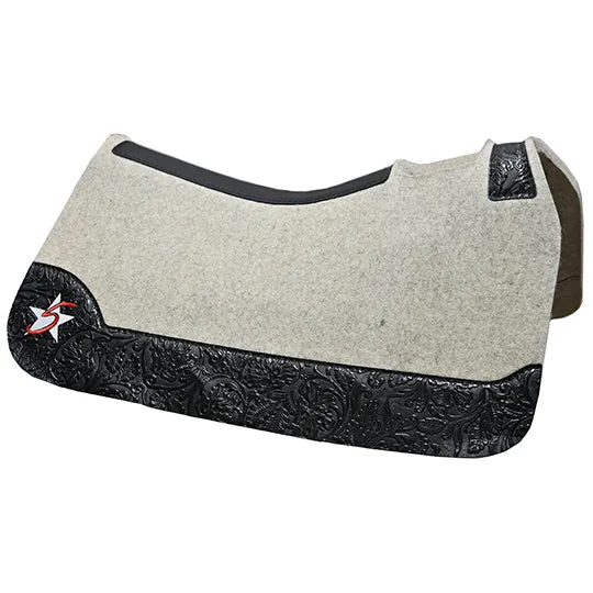 5 Star 3/4" The Barrel Racer Saddle Pad with Black Tooled Wear Leathers- 30"X28"