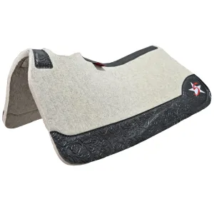5 Star 3/4" The Barrel Racer Saddle Pad with Black Tooled Wear Leathers- 30"X28"