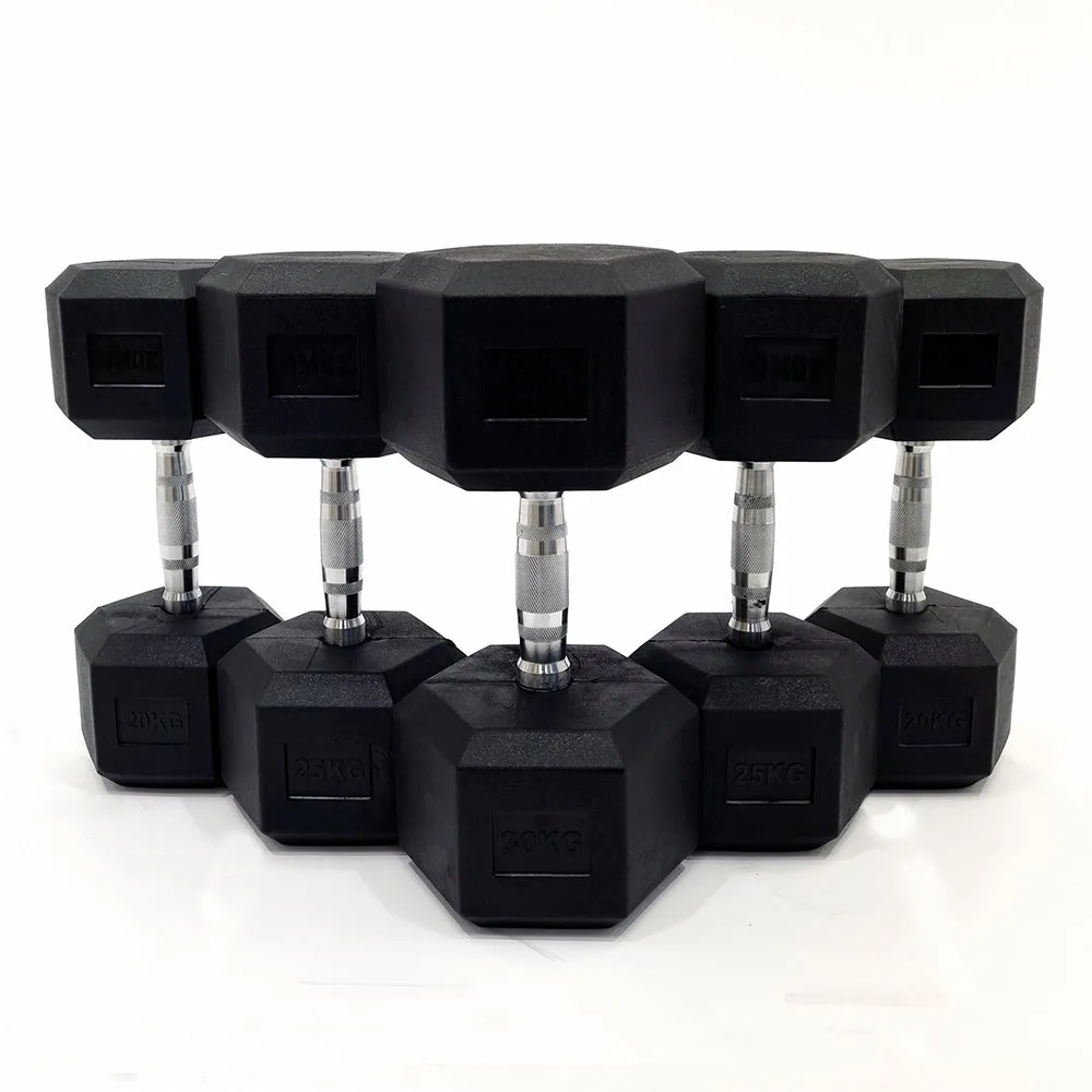 5KG PAIR HEAVY WEIGHT HEXAGONAL HEX DUMBELL SET WITH METAL HANDLES