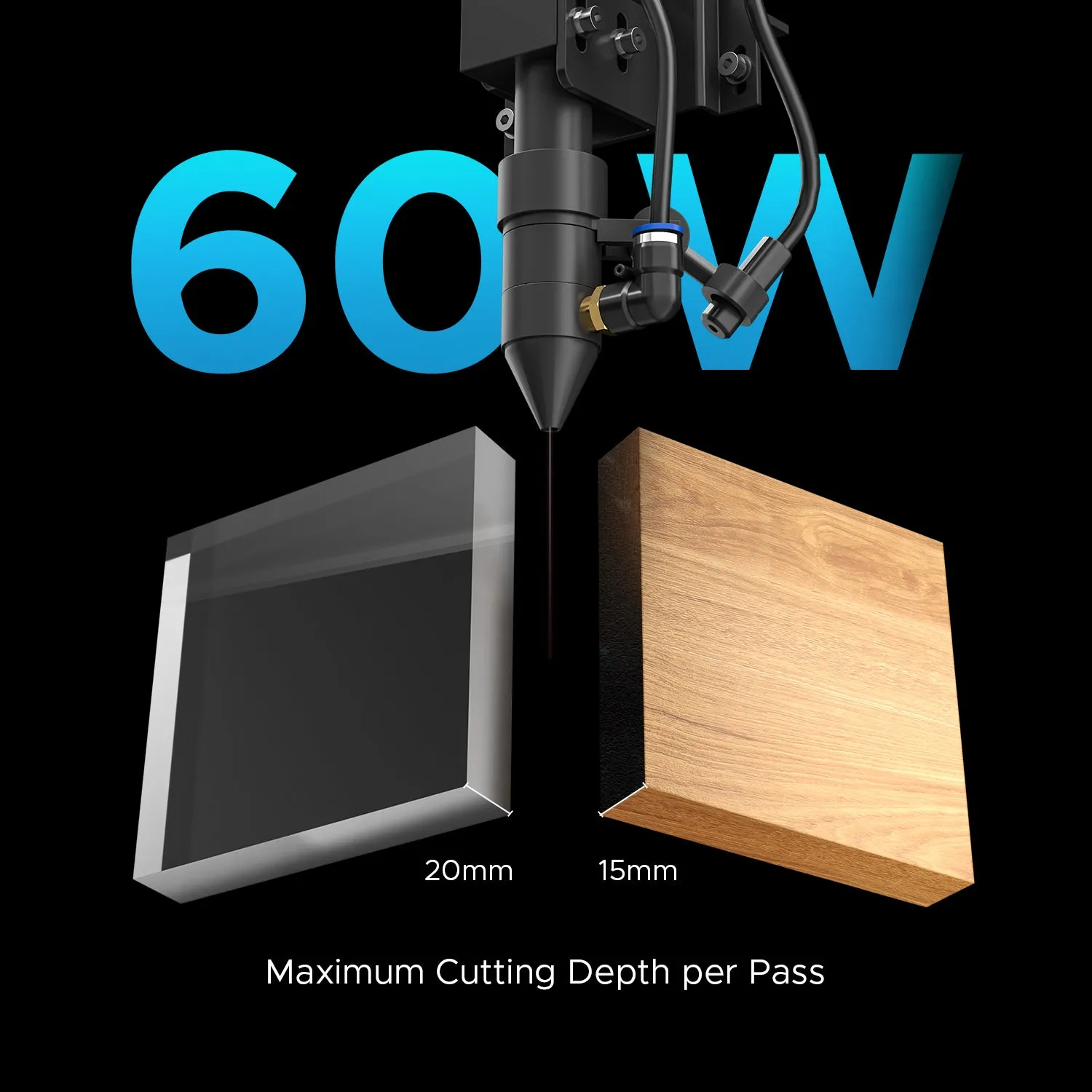 60W CO2 Laser Cutter and Engraver with 600x400mm Engraving Area | Turbo-646