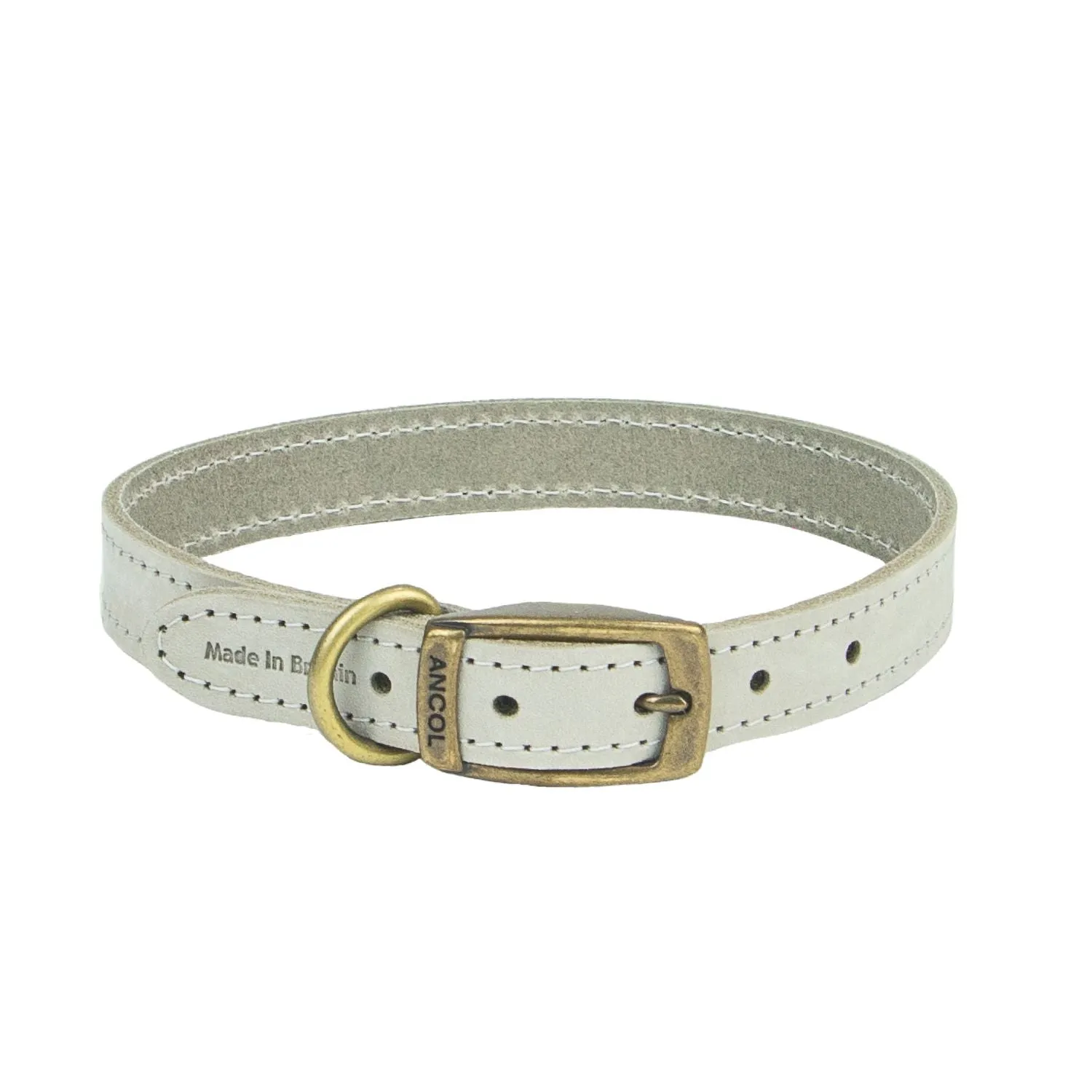 Ancol Timberwolf Leather Collar Light Grey Size 4