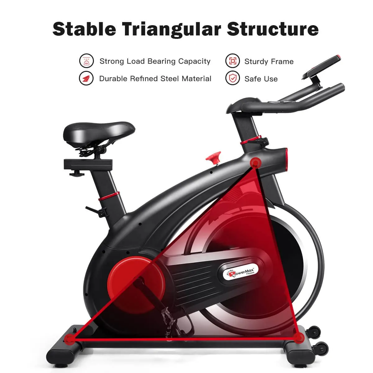 B-S2 Exercise Spin Bike with 14 Kg Flywheel | Adjustable Resistance | LCD Monitor and Heart Rate Sensor for Fitness at Home; Home Workouts (Max Weight Capacity: 140 kg) Black