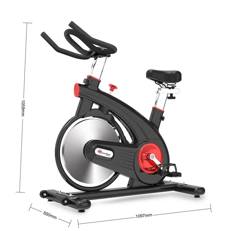 B-S2 Exercise Spin Bike with 14 Kg Flywheel | Adjustable Resistance | LCD Monitor and Heart Rate Sensor for Fitness at Home; Home Workouts (Max Weight Capacity: 140 kg) Black
