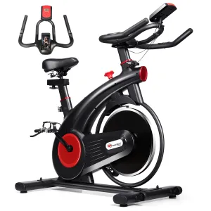 B-S2 Exercise Spin Bike with 14 Kg Flywheel | Adjustable Resistance | LCD Monitor and Heart Rate Sensor for Fitness at Home; Home Workouts (Max Weight Capacity: 140 kg) Black