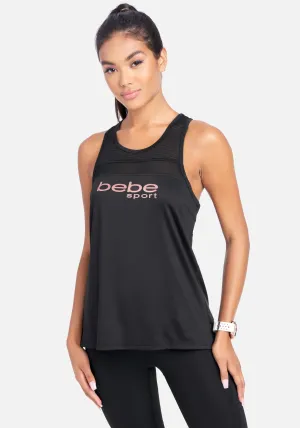 Bebe Sport Mesh Trim Hi-Lo Tank