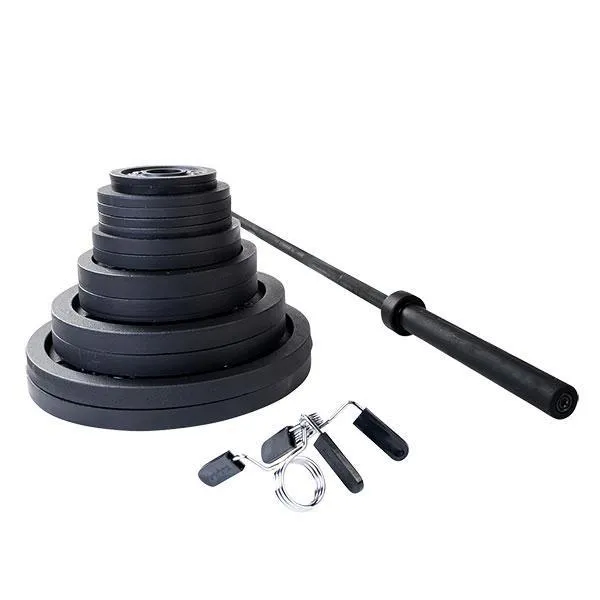 Body Solid 300 lb Cast Iron Olympic Weight Set with Bar and Collars