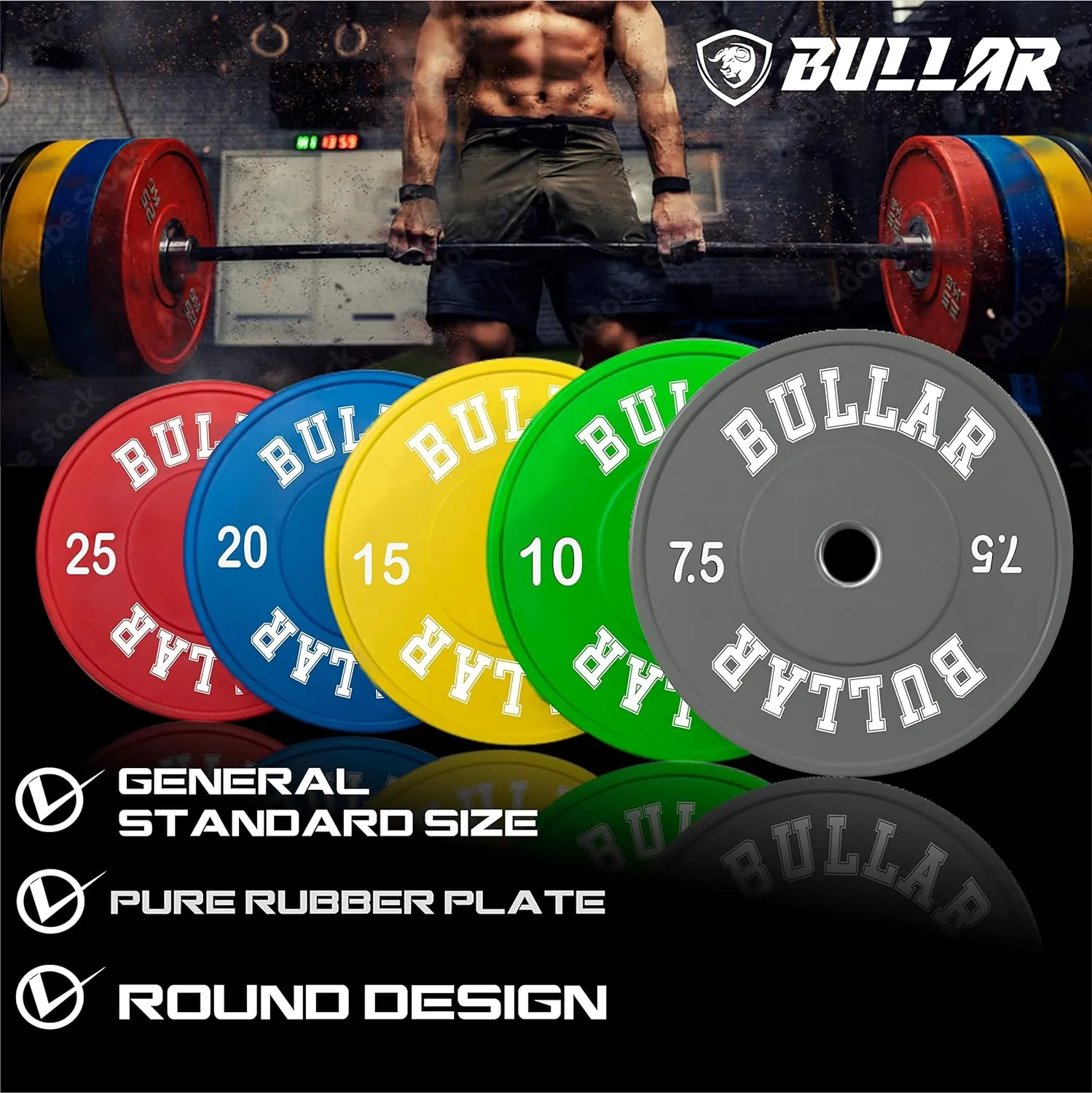 Bumper plates with olympic barbell (100 KG SET(20x2 15x2 10x2 5x2))