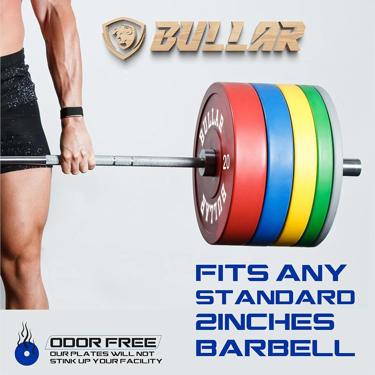 Bumper plates with olympic barbell (100 KG SET(20x2 15x2 10x2 5x2))