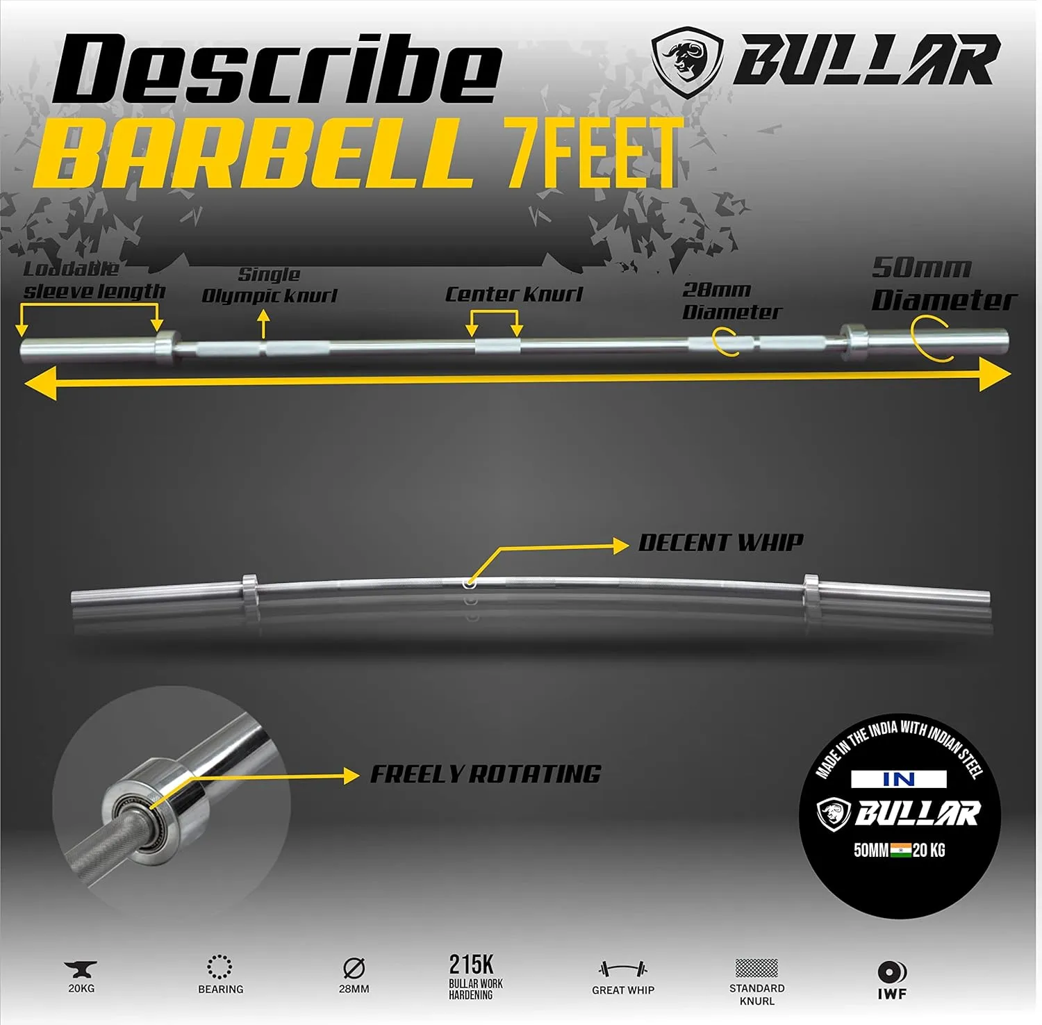 Bumper plates with olympic barbell (100 KG SET(20x2 15x2 10x2 5x2))