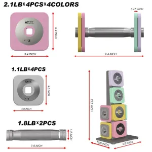 DHT D100S/D600S Series Adjustable Dumbbell Barbell Weight Plates Only Silver 1.1 lb