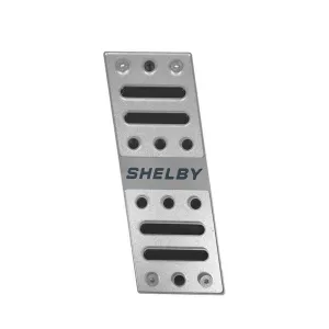 Drake Muscle Cars Dead Pedal Pedal Pad - Rubber Pads - Billet Aluminum - Shelby Script Logo