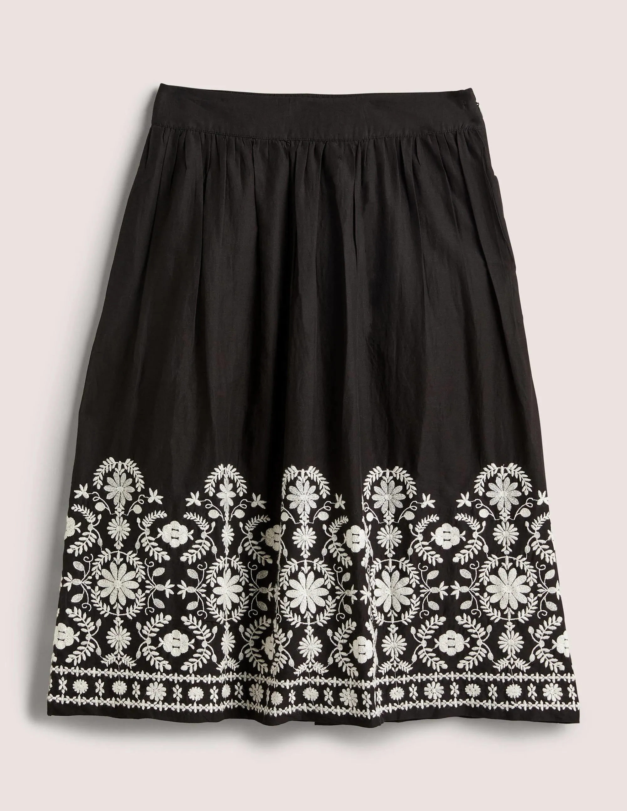 Embroidered Full Skirt-Black Embroidery