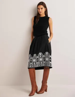 Embroidered Full Skirt-Black Embroidery