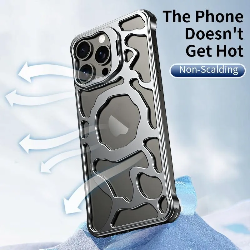 For Iphone 15 Auspicious Cloud Series Magsafe Metal Phone Case With Bracket