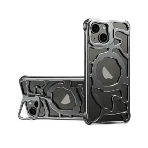 For Iphone 15 Auspicious Cloud Series Magsafe Metal Phone Case With Bracket