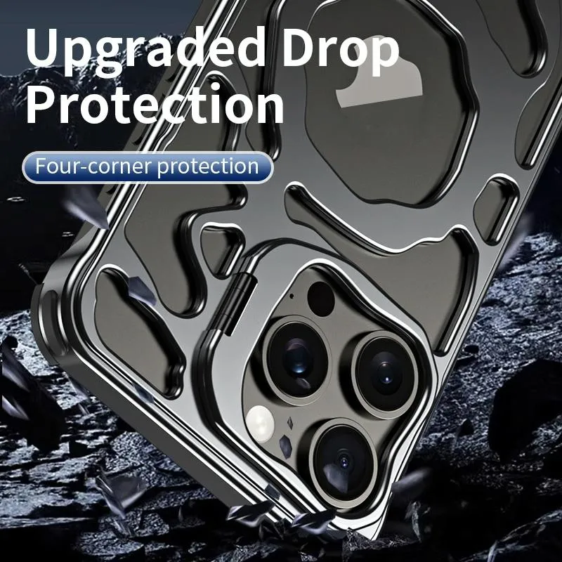 For Iphone 15 Auspicious Cloud Series Magsafe Metal Phone Case With Bracket