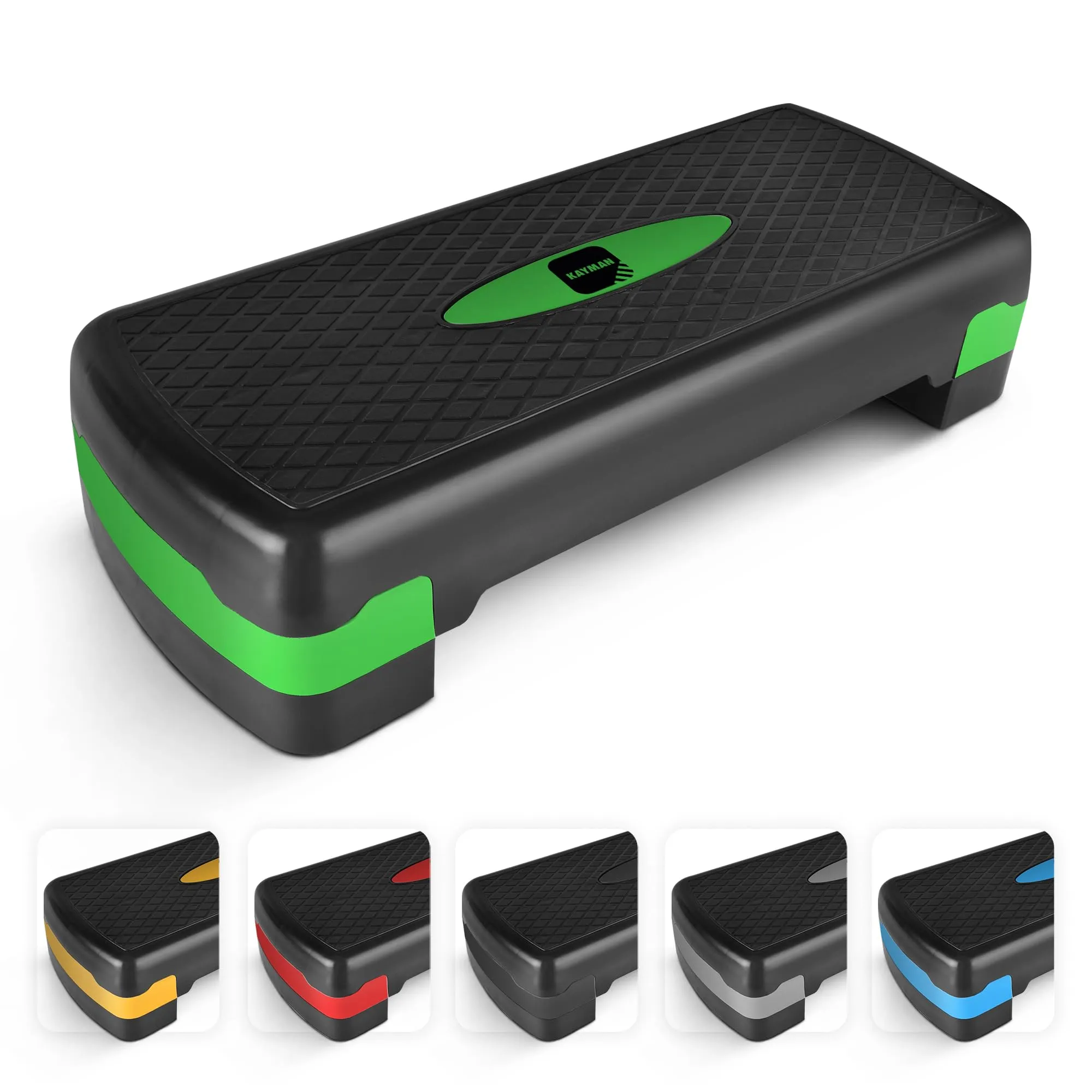 KAYMAN Stepper d'exercice  Stepper de fitness pour la maison et la salle de sport, adapt pour l'arobic, le cardio, les poids, le yoga, l'entranement DVD  2 niveaux de hauteur rglables (10,15 cm)