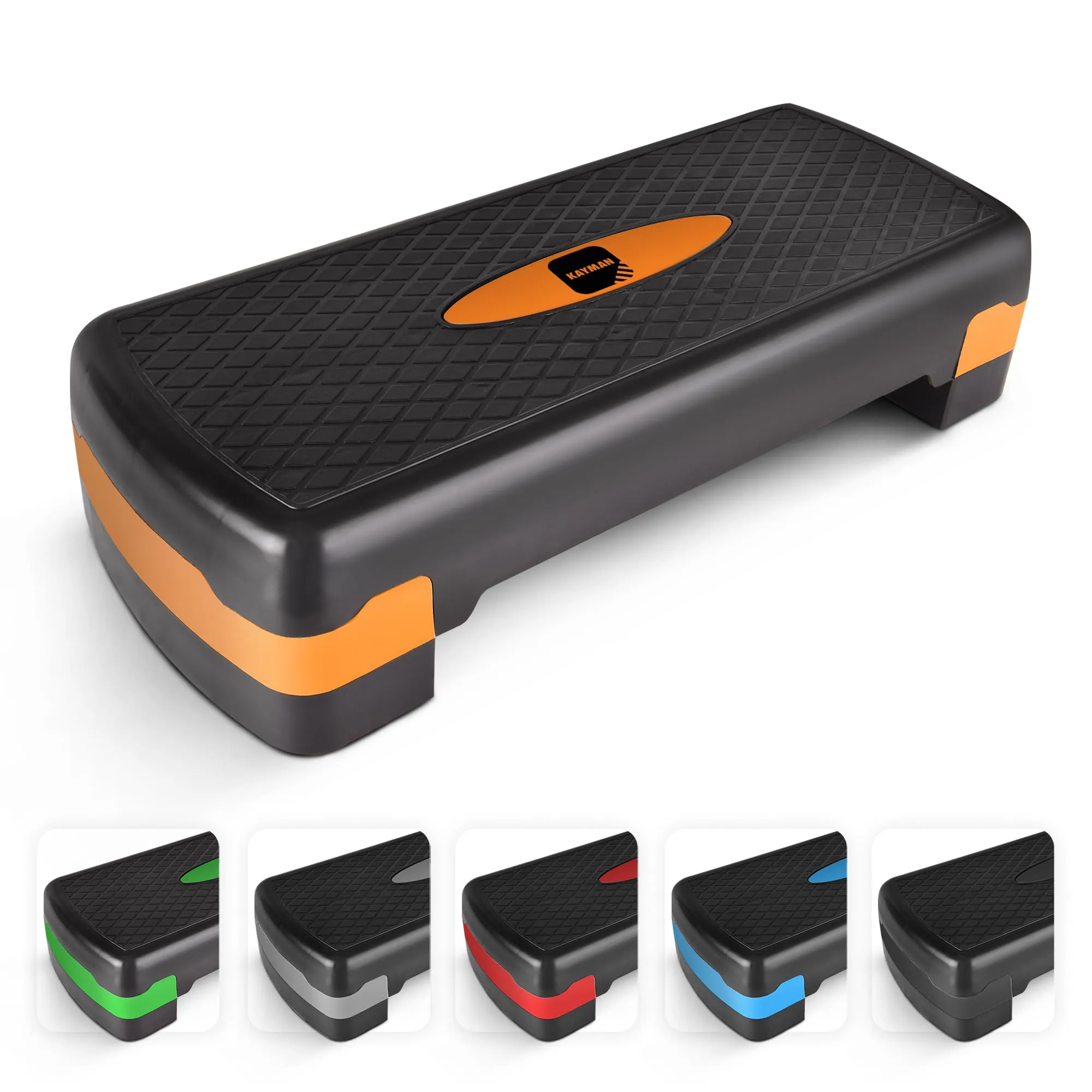 KAYMAN Stepper d'exercice  Stepper de fitness pour la maison et la salle de sport, adapt pour l'arobic, le cardio, les poids, le yoga, l'entranement DVD  2 niveaux de hauteur rglables (10,15 cm)