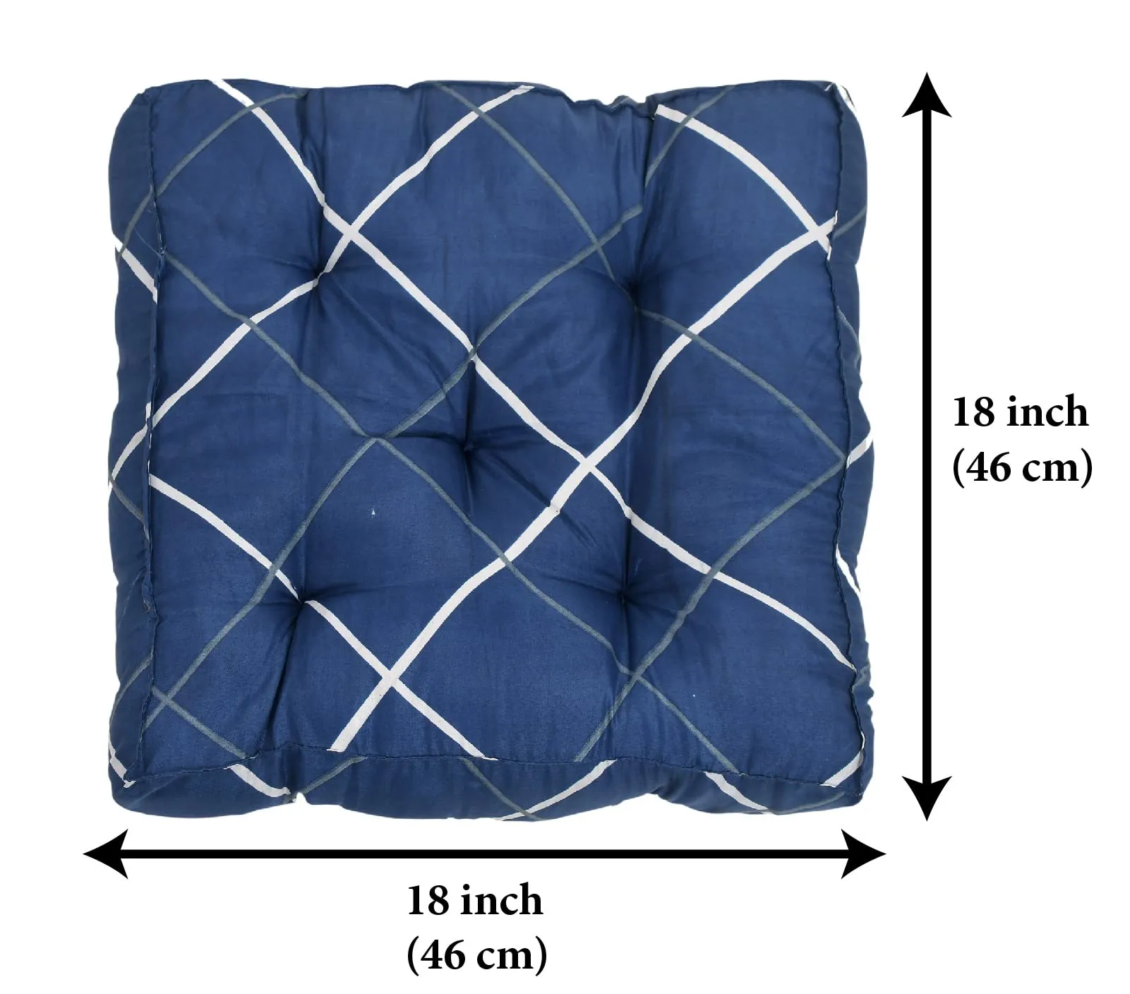 Kuber Industries Geomatric Printed Microfiber Durable, Comfortable & Soft Square Chair Pad/Cushion/Seat Pad, 18 * 18 Inch- Pack of 4 (Blue)