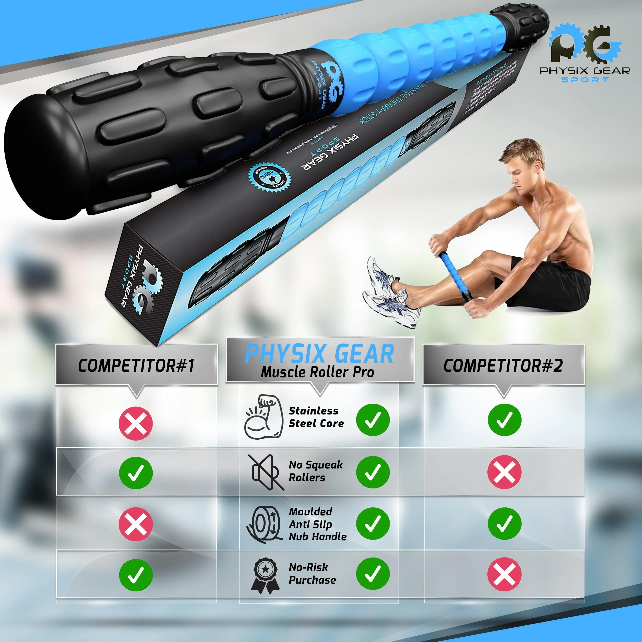 Muscle Roller Sticks - Relief for Sore Muscles and Improved Flexibility
