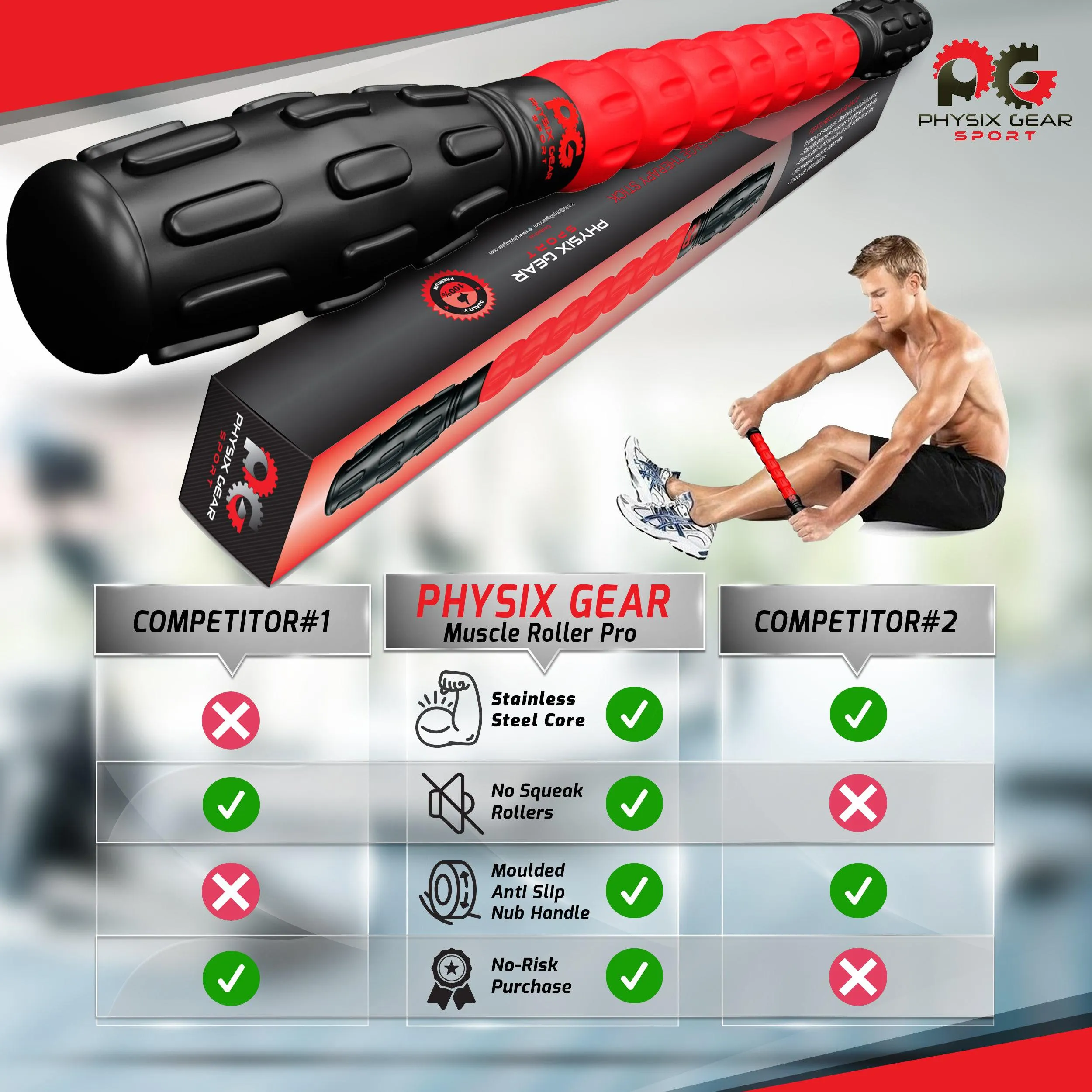 Muscle Roller Sticks - Relief for Sore Muscles and Improved Flexibility
