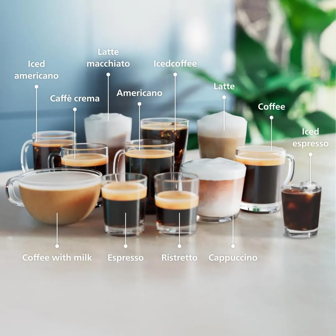 Philips 4400 Series Fully Automatic Espresso Machine  12 Hot & Iced Coffees, Quick-to-Clean LatteGo Milk System, SilentBrew, QuickStart, Ceramic Grinder, Black Chrome (EP4444/90)