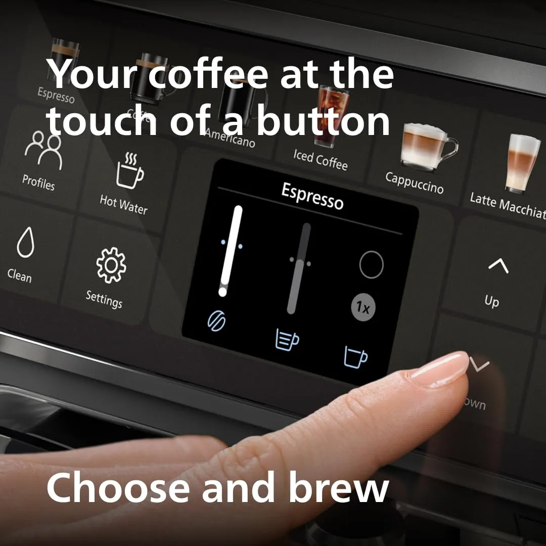Philips 4400 Series Fully Automatic Espresso Machine  12 Hot & Iced Coffees, Quick-to-Clean LatteGo Milk System, SilentBrew, QuickStart, Ceramic Grinder, Black Chrome (EP4444/90)