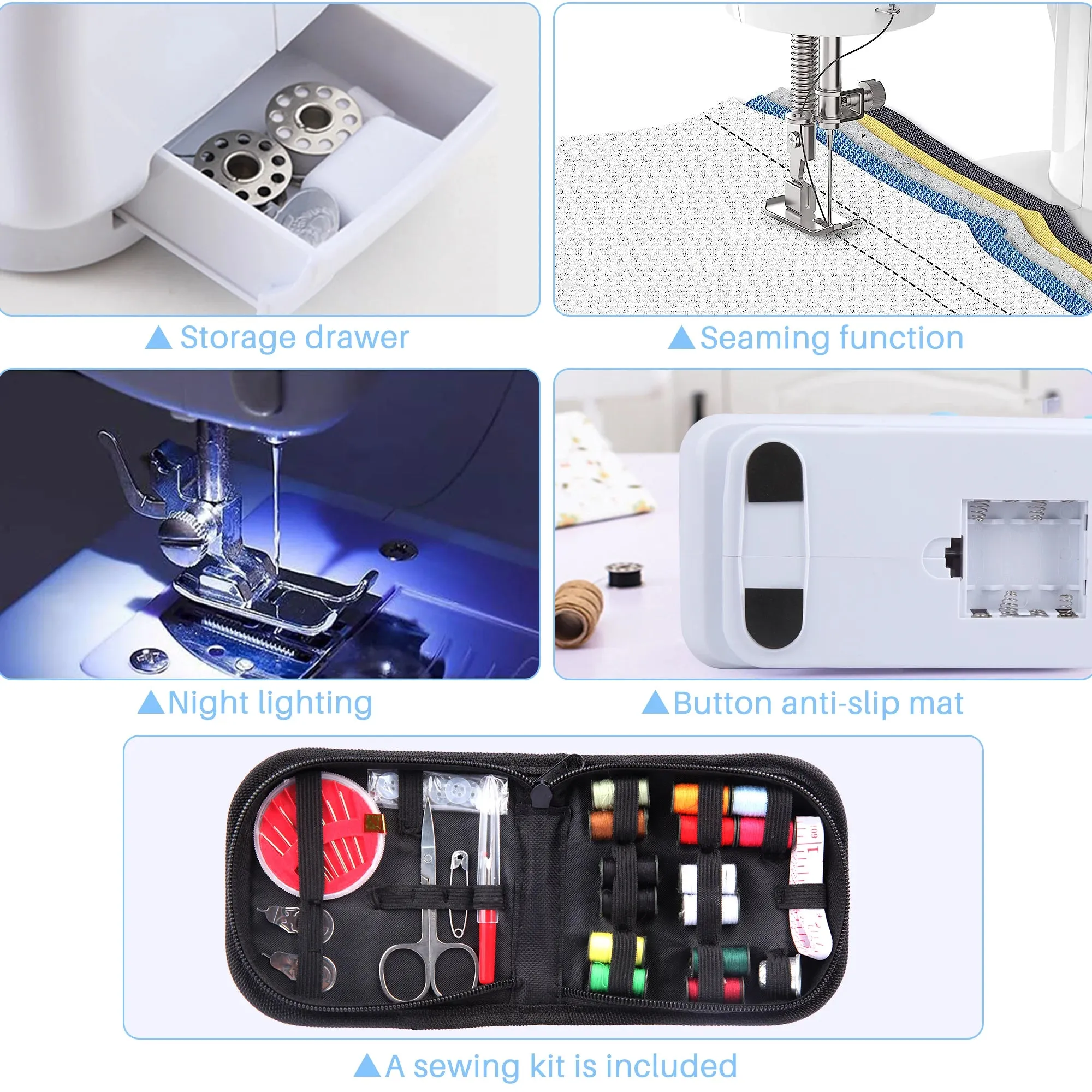 PLUSBRAVO Sewing Machine for Beginner Multi-Functional Portable Machine with 12 Built-in Stitches,