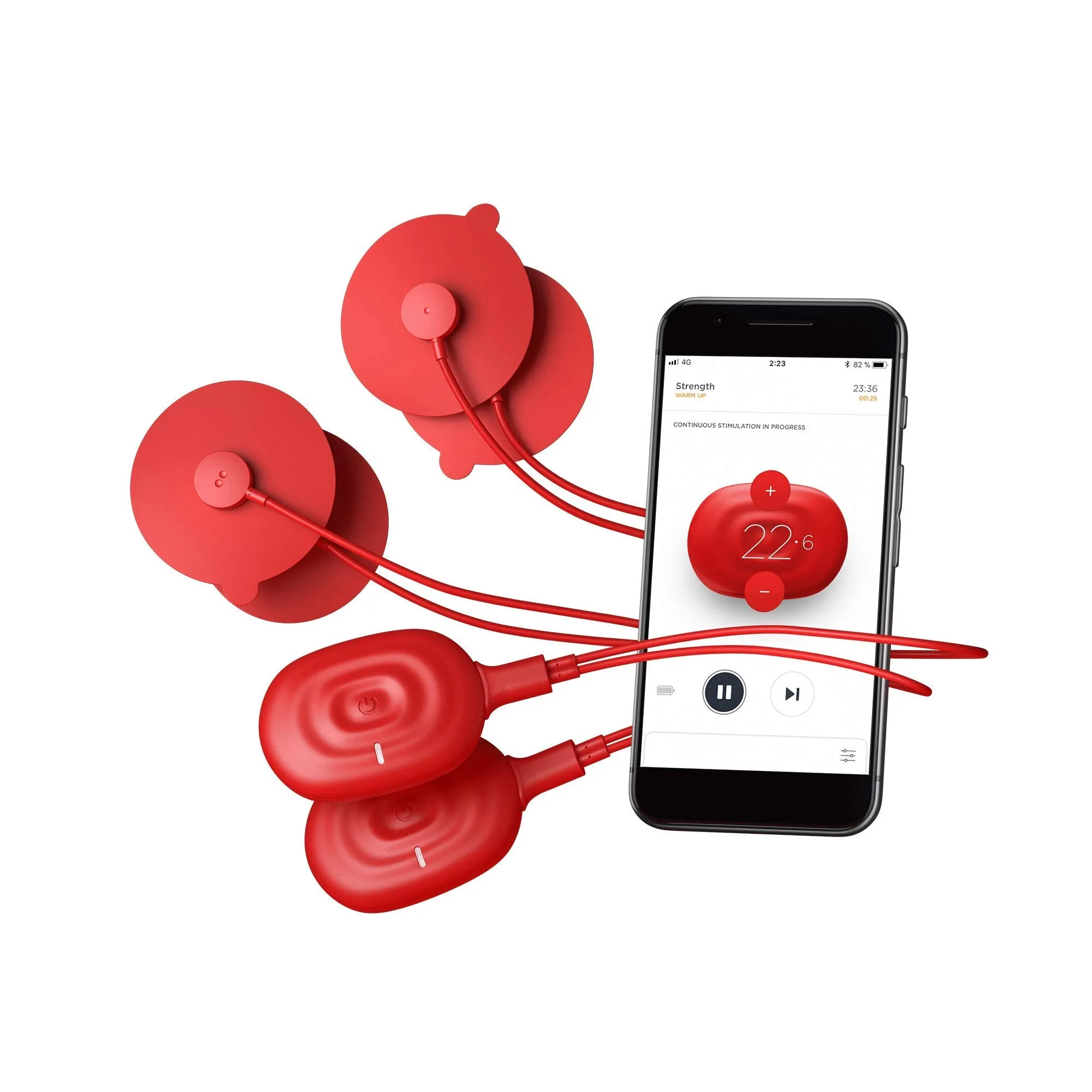 PowerDot 2.0 - Smart Electric Muscle Stimulator - Smart TENS Device - Duo Red - App Controlled Wireless Electrical Muscle Stimulator - Speed up Recovery, Improve Strength, Relieve Pain