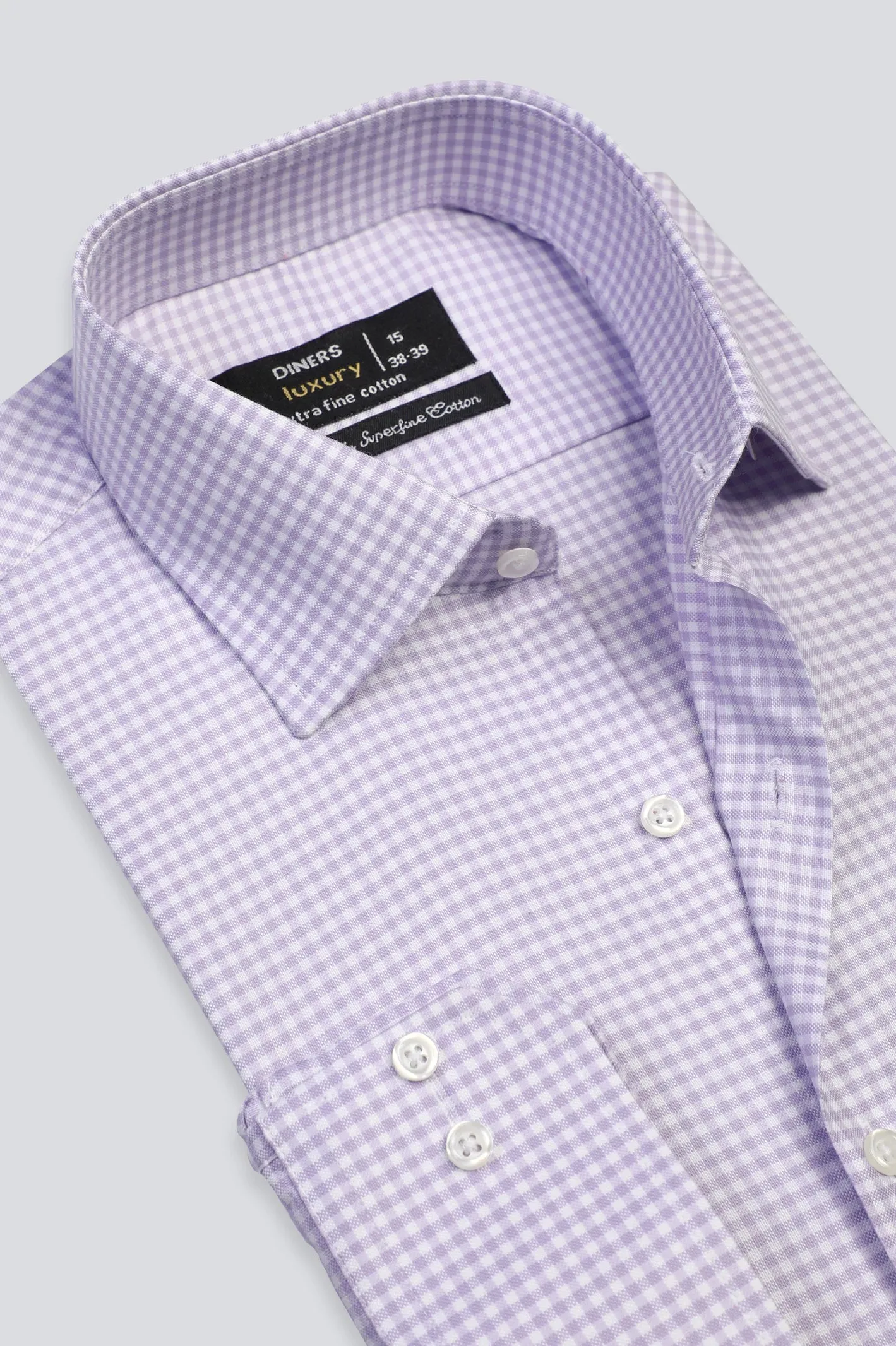 Purple Gingham Check Formal Shirt
