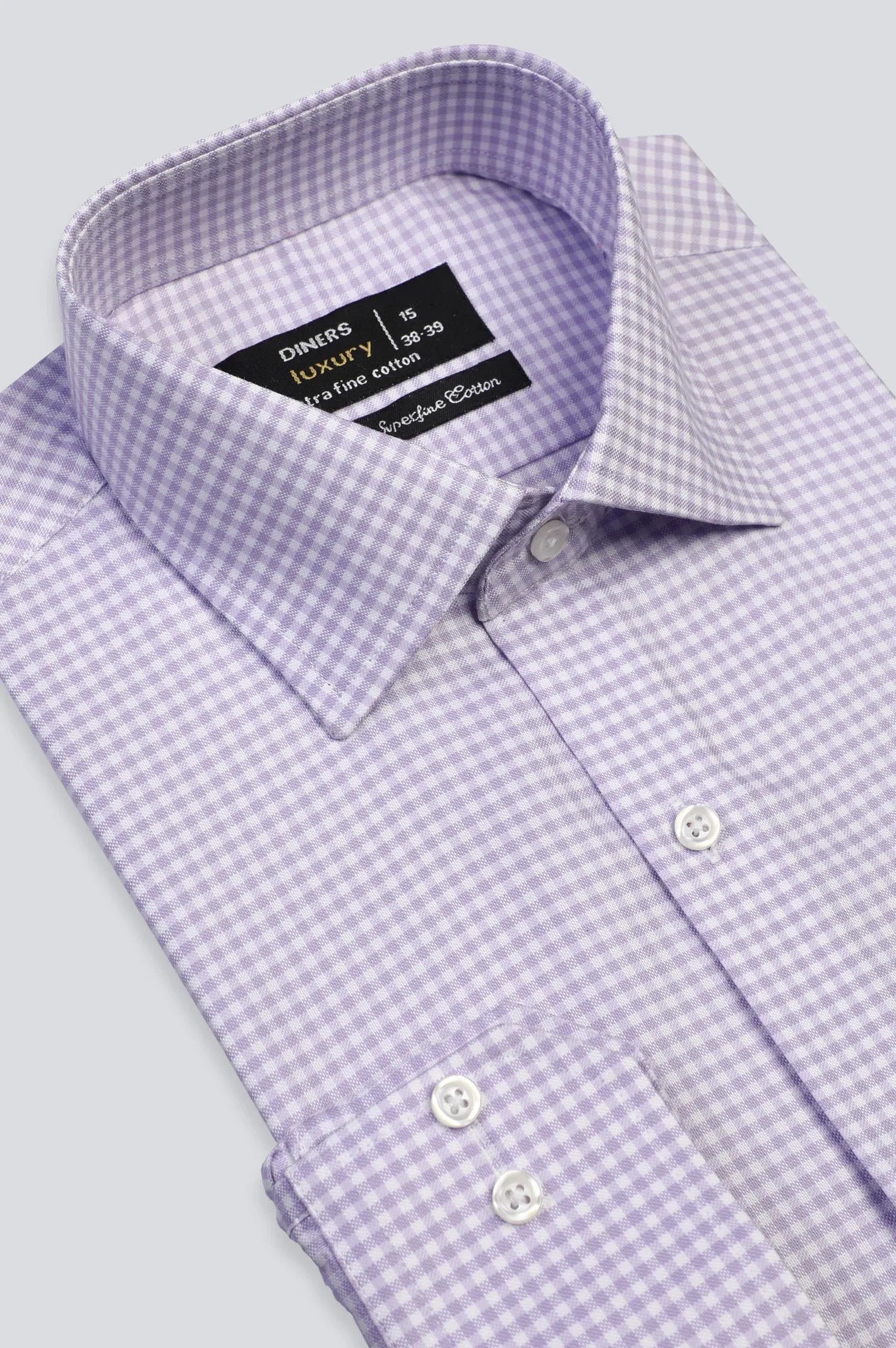 Purple Gingham Check Formal Shirt