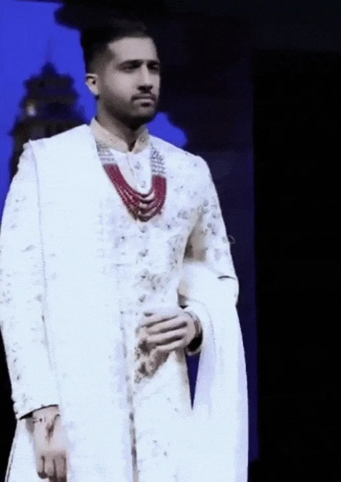 Royal Beige /Gold / Maroon Embroidered Raw Silk Wedding Sherwani