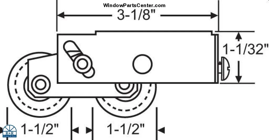 S3013 - Tandem Patio Door Rollers Top Hole Mounting