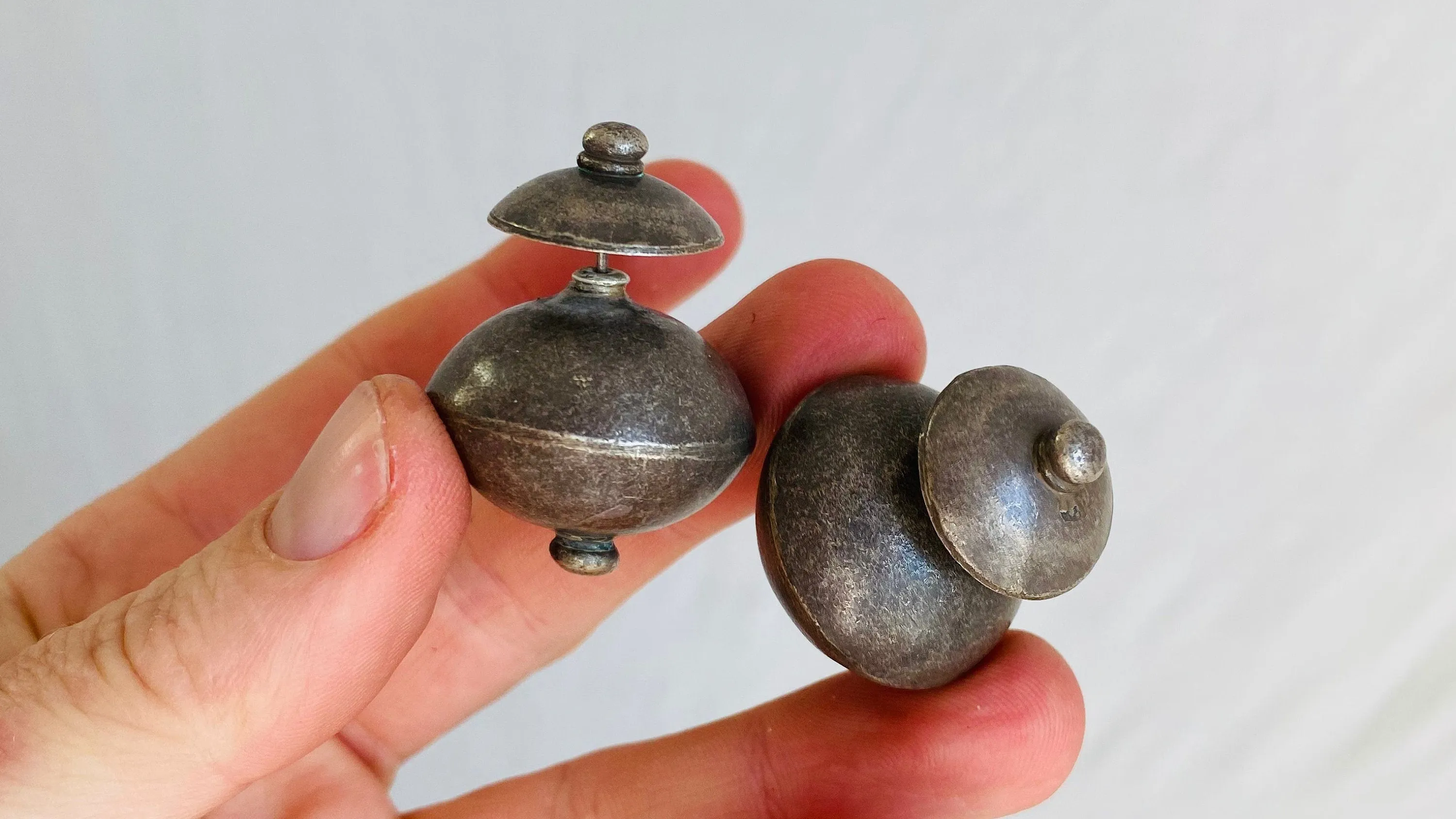 Silver Barbell Earrings. Thailand.