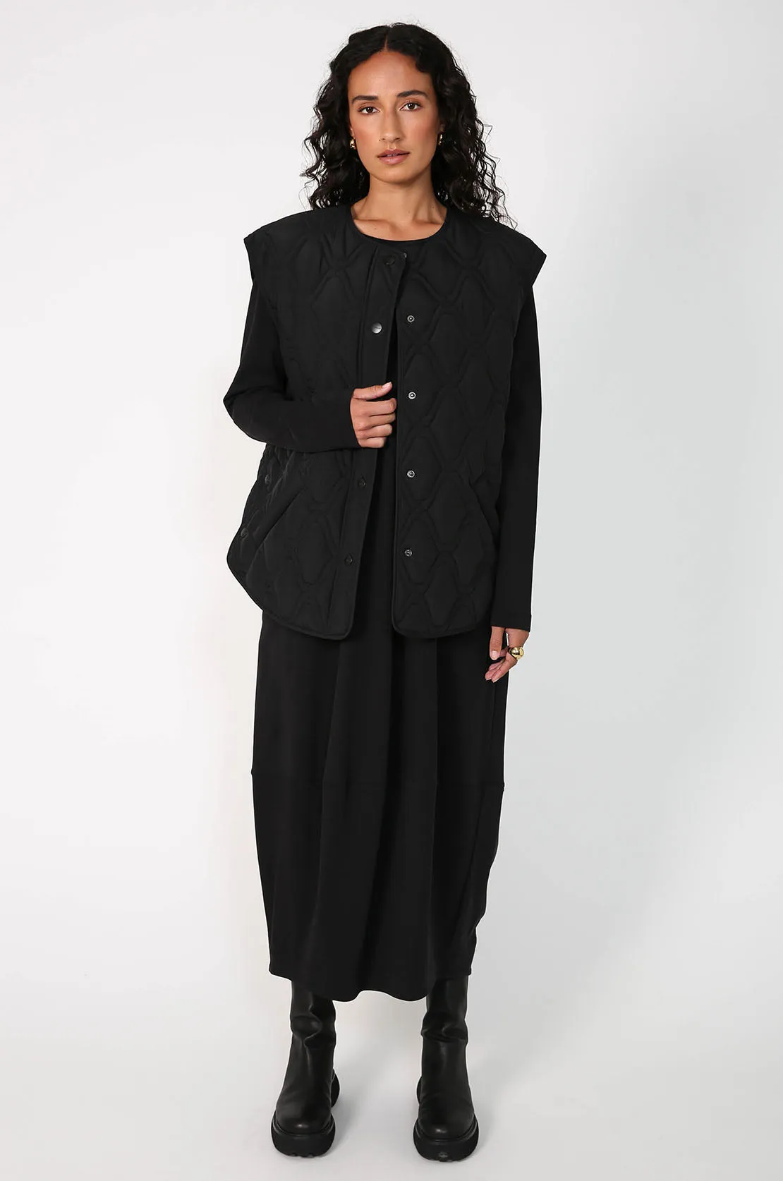 spin longsleeve dress / black