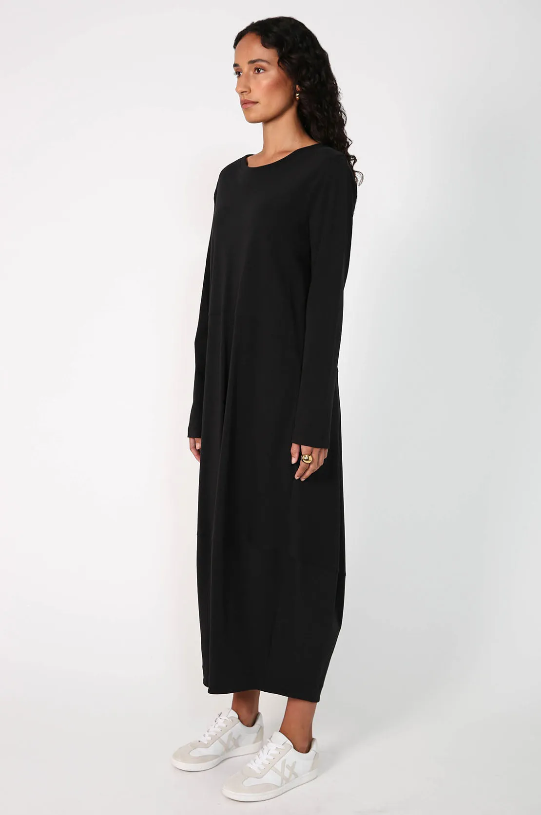 spin longsleeve dress / black