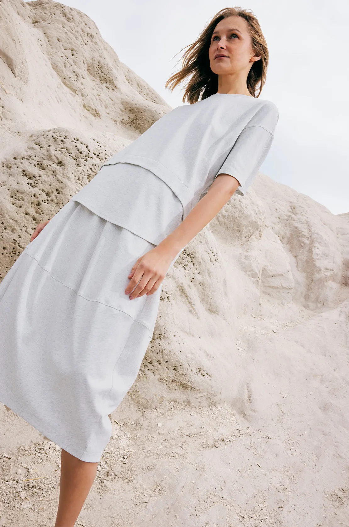 spin skirt / white marle