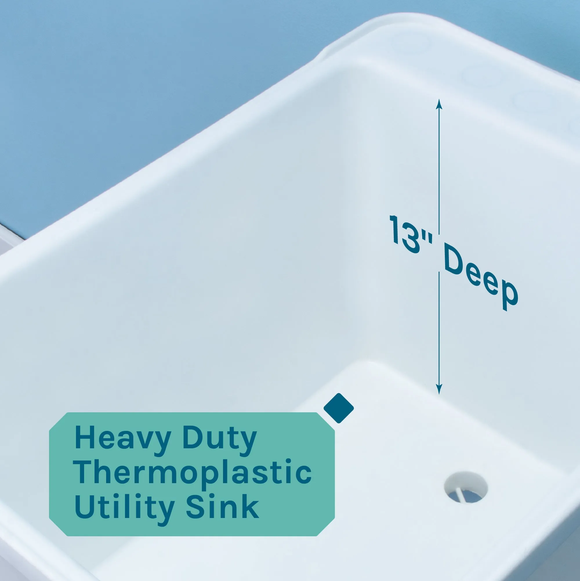 Tehila Space Saver Freestanding White Utility Sink