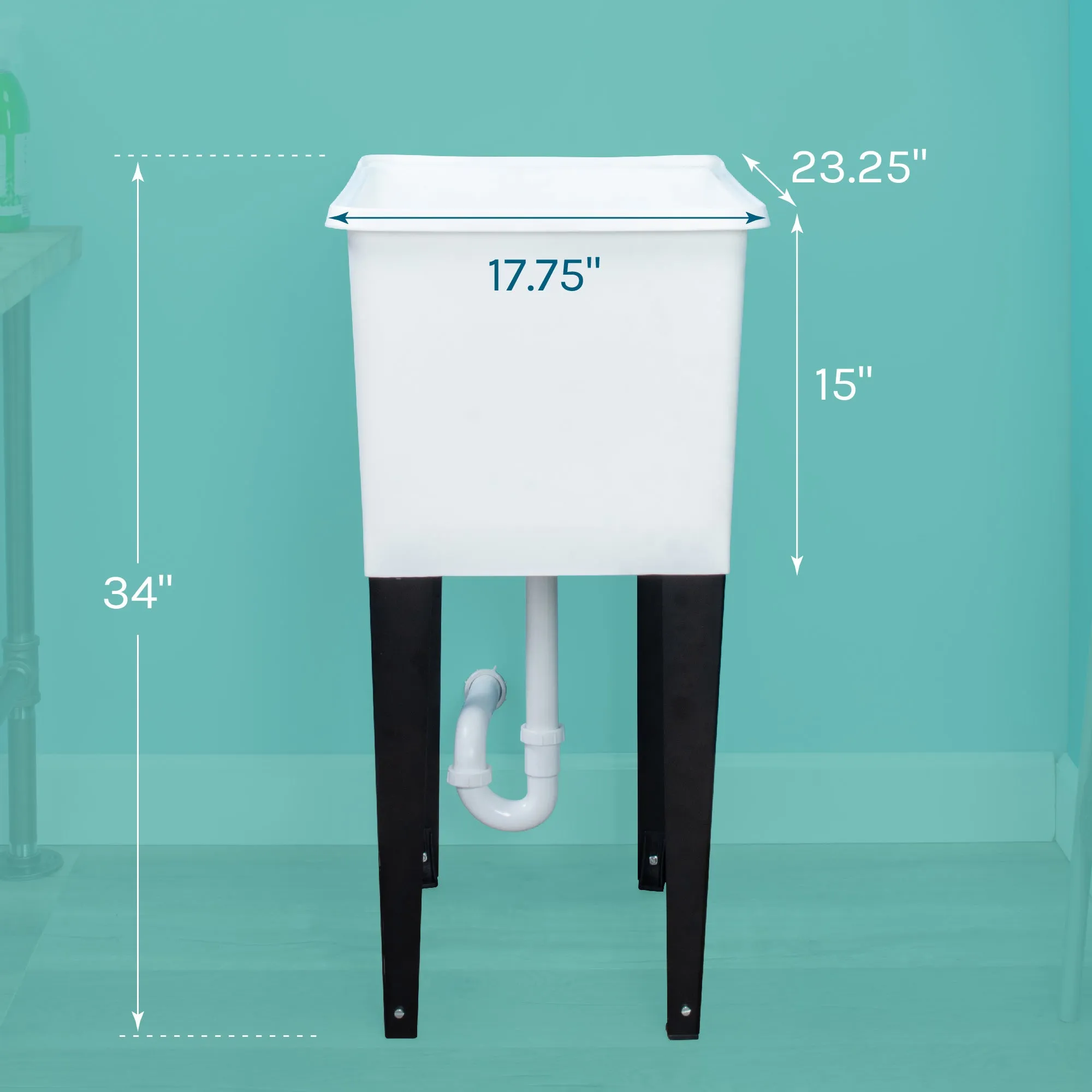 Tehila Space Saver Freestanding White Utility Sink