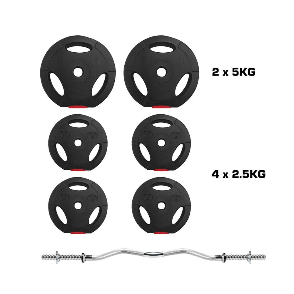 Optimized 25kg Tri-Grip EZ Barbell Set for Weightlifting - Enhanced Grip Technology