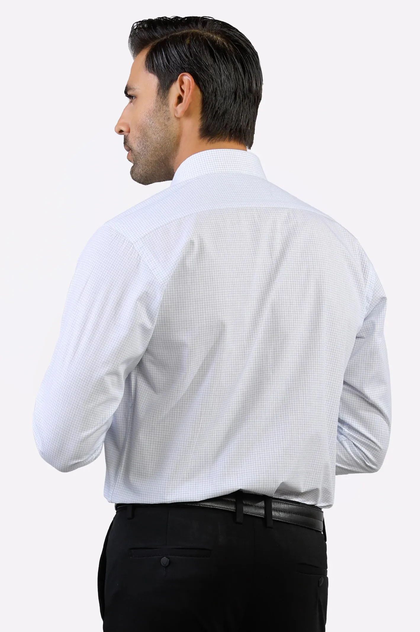 White Graph Check Formal Shirt