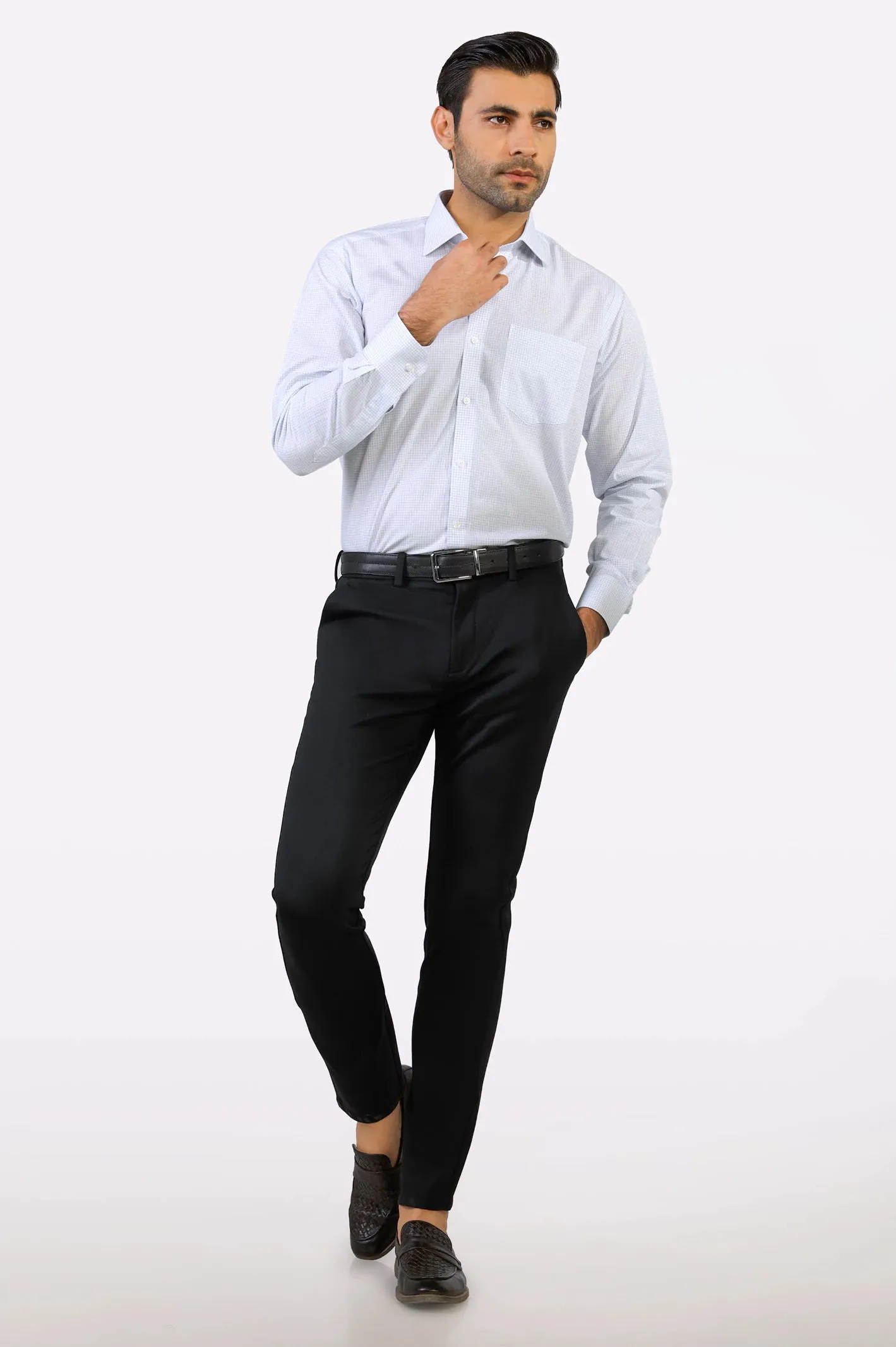 White Graph Check Formal Shirt