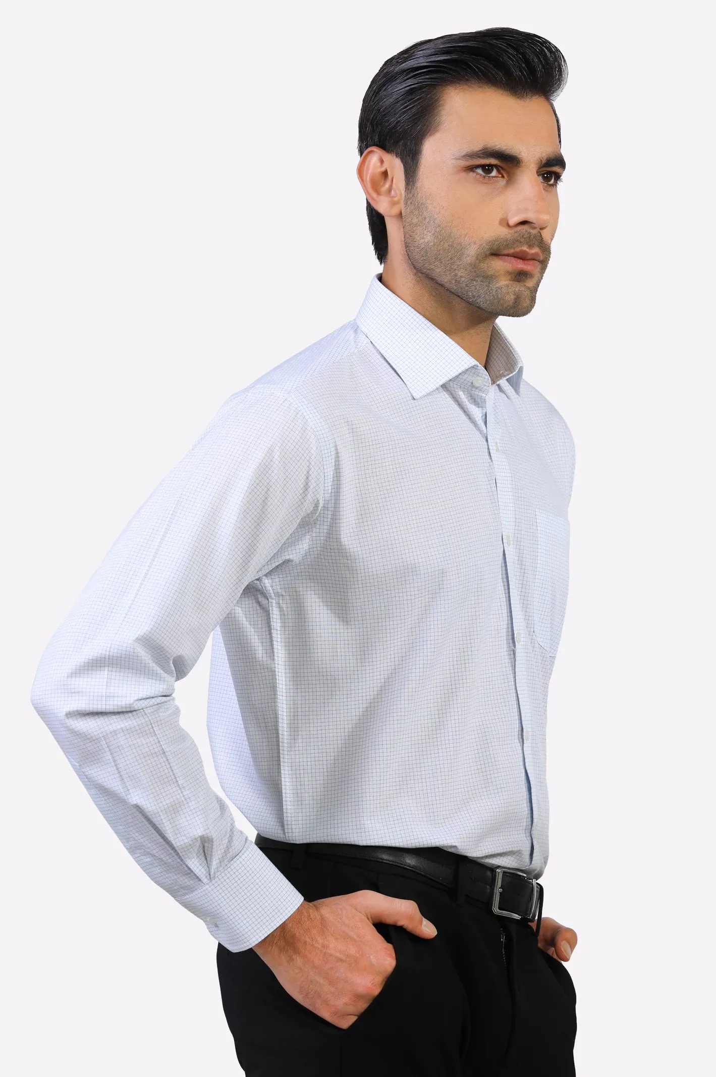 White Graph Check Formal Shirt