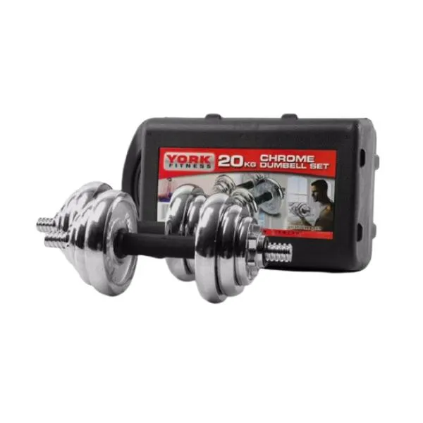 York Fitness 20KG Chrome Dumbbell Set of 2